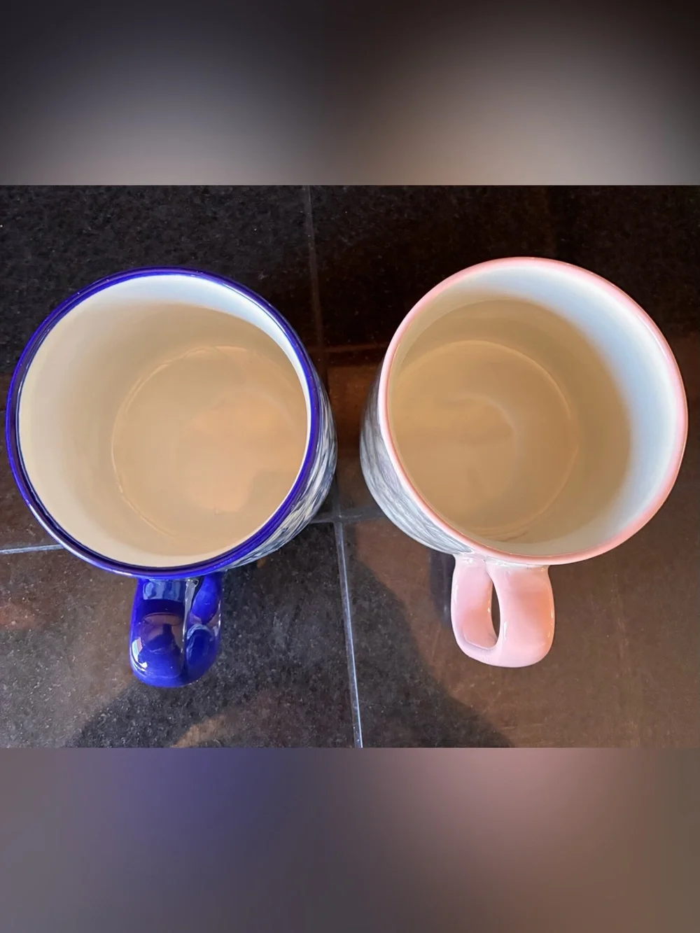 Floral Ceramic Mug Set – Blue & Pink